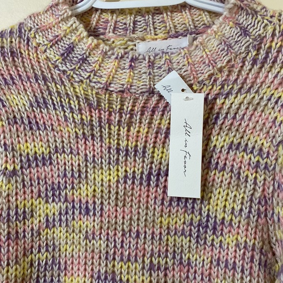 All In Favor Pastel Marled Pink Purple Multi Color Knit Pull Over Sweater Size S - Picture 5 of 13